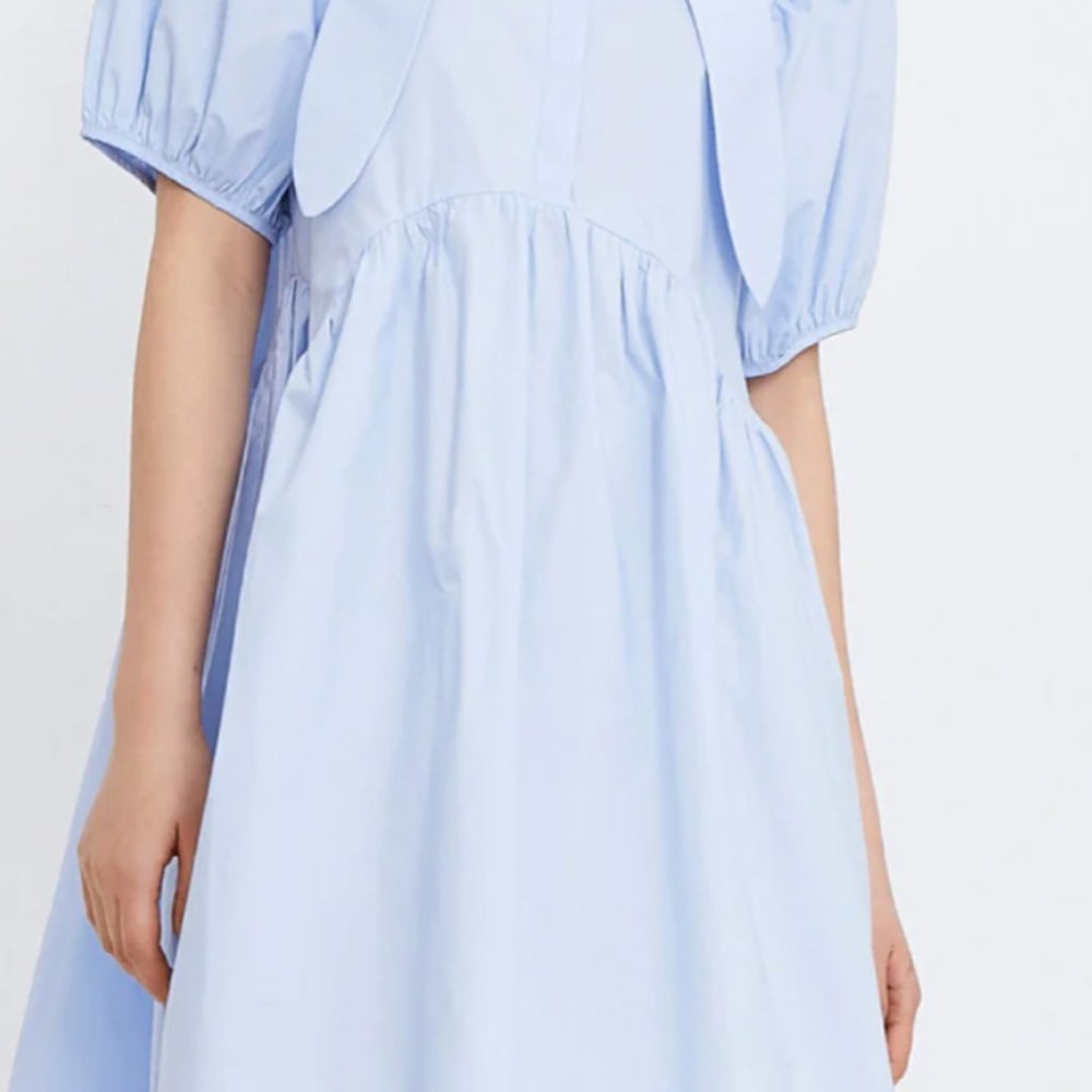 PUFF SLEEVE LAPEL A-LINE DRESS